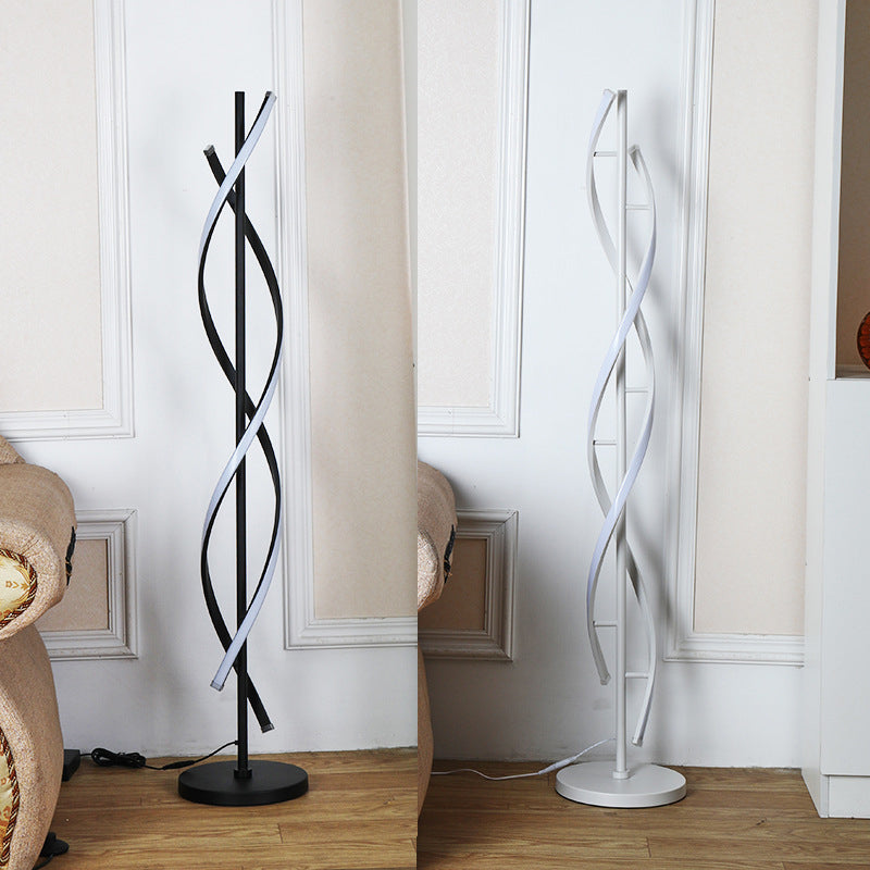 Spiral Living Room Floor Lamp Metal Minimalist Style LED Standing Light