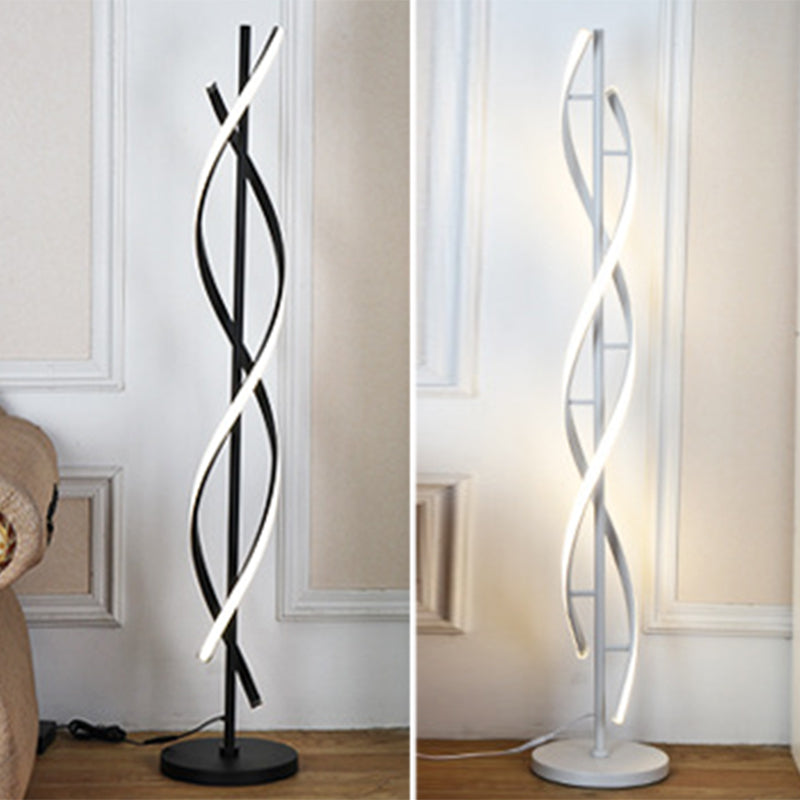 Spiral Living Room Floor Lamp Metal Minimalist Style LED Standing Light