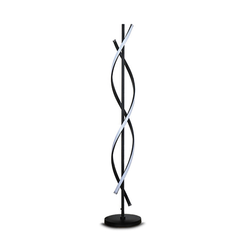 Spiral Living Room Floor Lamp Metal Minimalist Style LED Standing Light