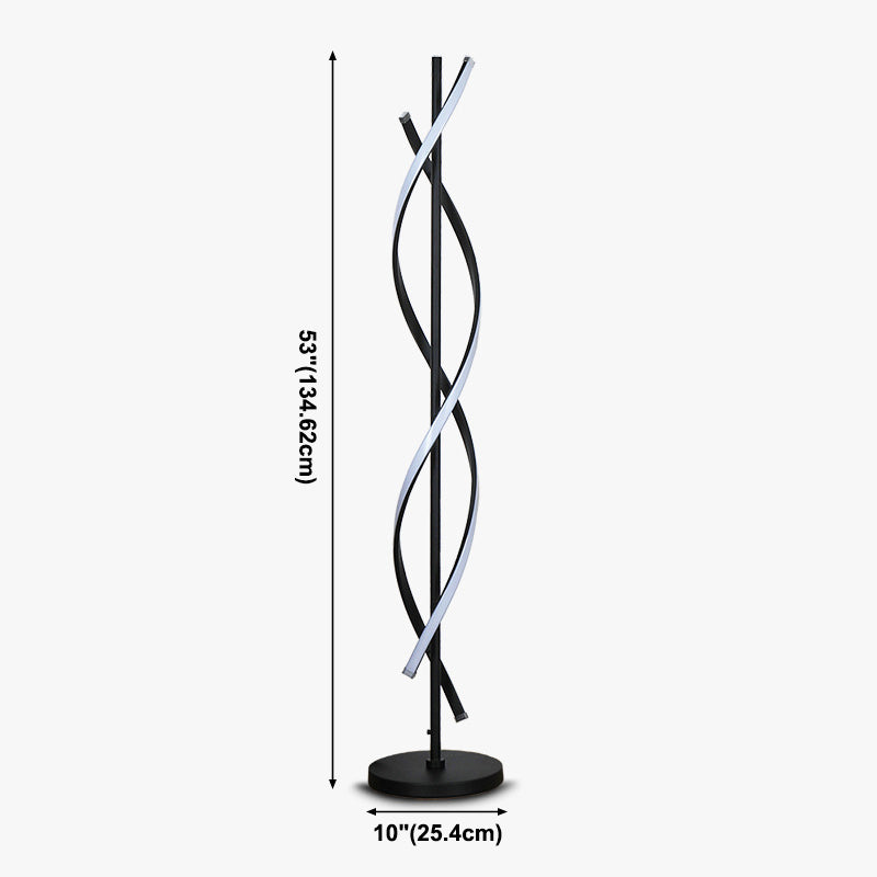 Spiral Living Room Floor Lamp Metal Minimalist Style LED Standing Light