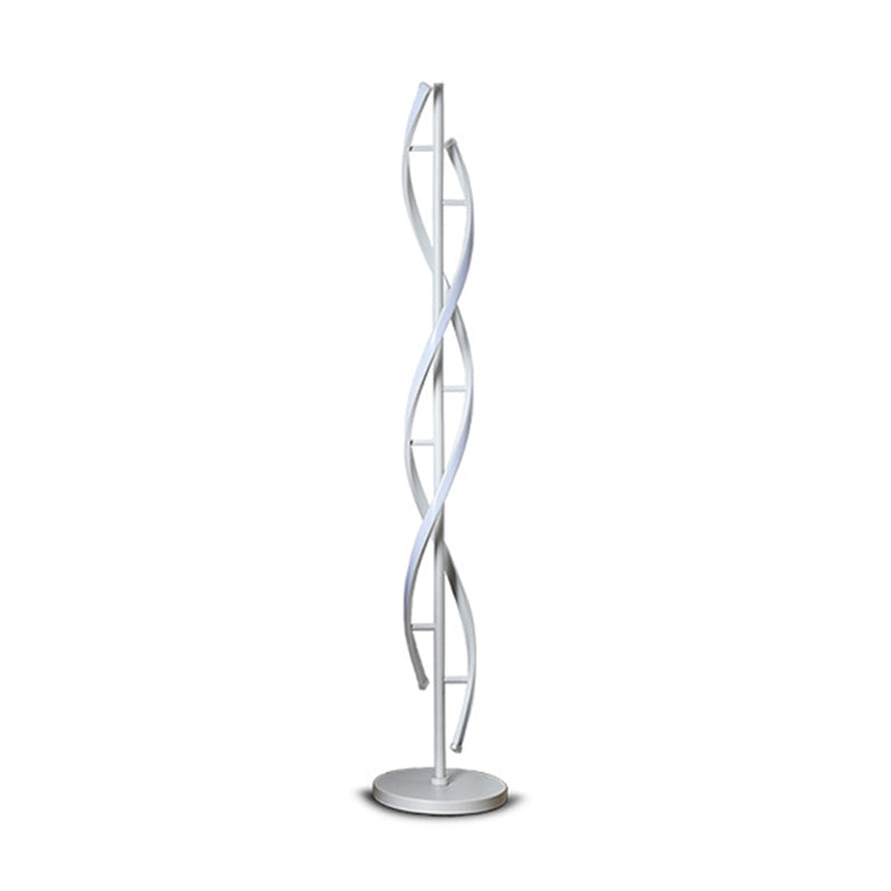 Spiral Living Room Floor Lamp Metal Minimalist Style LED Standing Light