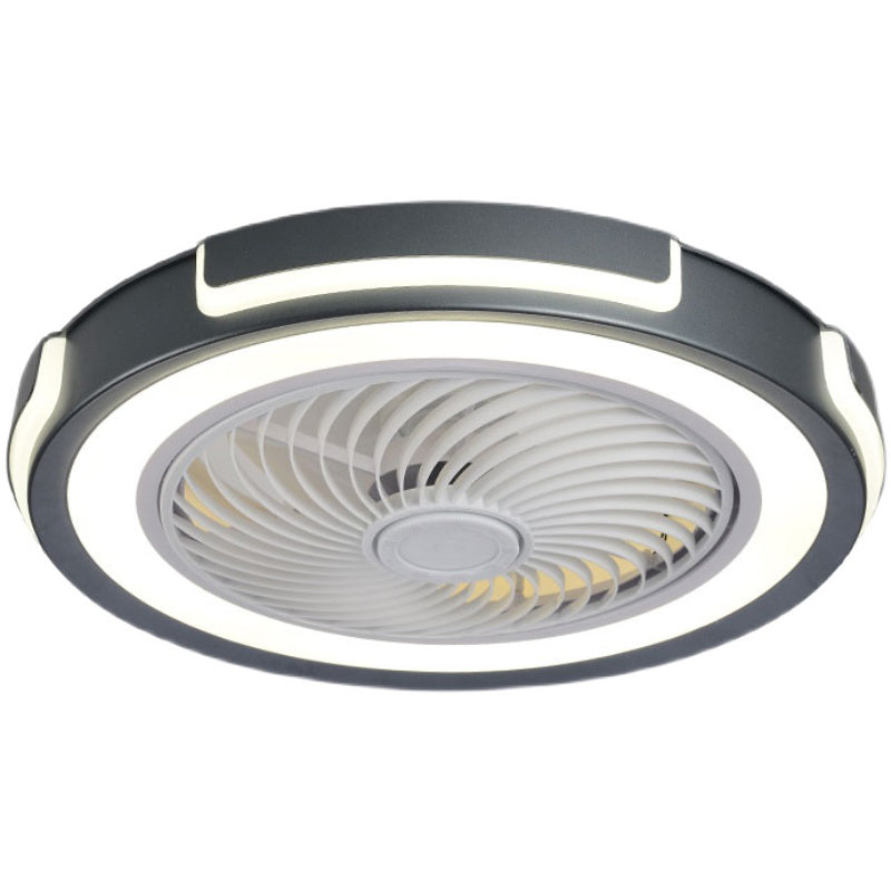 Nordic Circular Ceiling Fan Light Fixture Metallic Bedroom LED Semi Mount Lighting