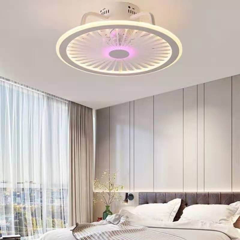 Luz de ventilador de techo de montaje de lavado en forma de rueda blanca luz nórdica acrílico LED semi descarga