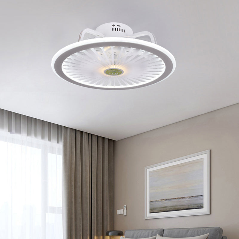 Luz de ventilador de techo de montaje de lavado en forma de rueda blanca luz nórdica acrílico LED semi descarga