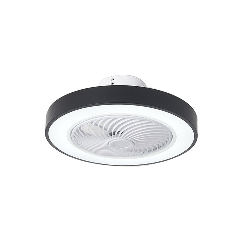 Nordic Style Circular Fan Lamp Metallic Bedroom LED Semi Flush Ceiling Light Fixture