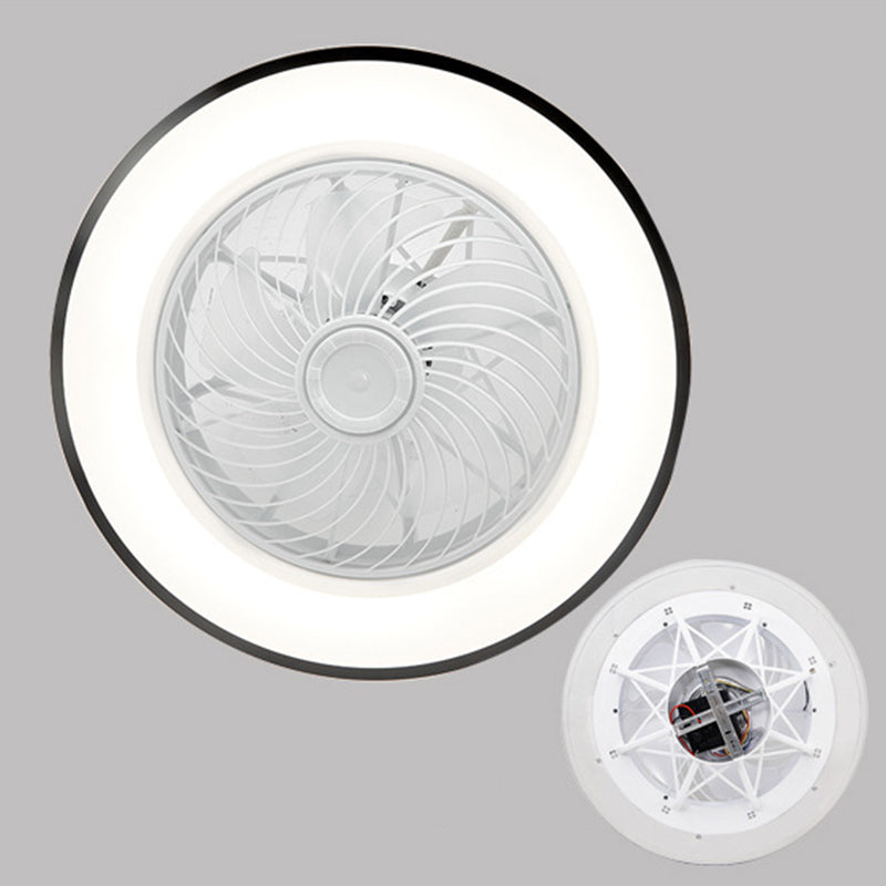 Nordic Style Circular Fan Lamp Metallic Bedroom LED Semi Flush Ceiling Light Fixture