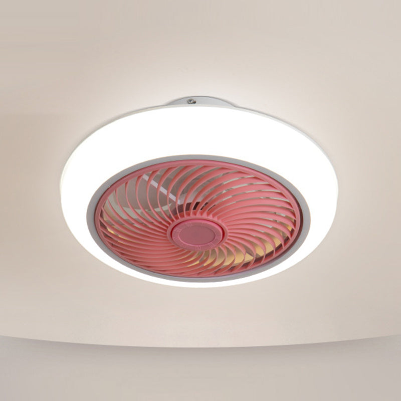 Macaron Round acrylique ventilateur de ventilateur LED LED SEMI FUSH FLUM MONT ÉCLAIR