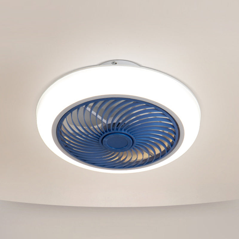 Macaron Round acrylique ventilateur de ventilateur LED LED SEMI FUSH FLUM MONT ÉCLAIR