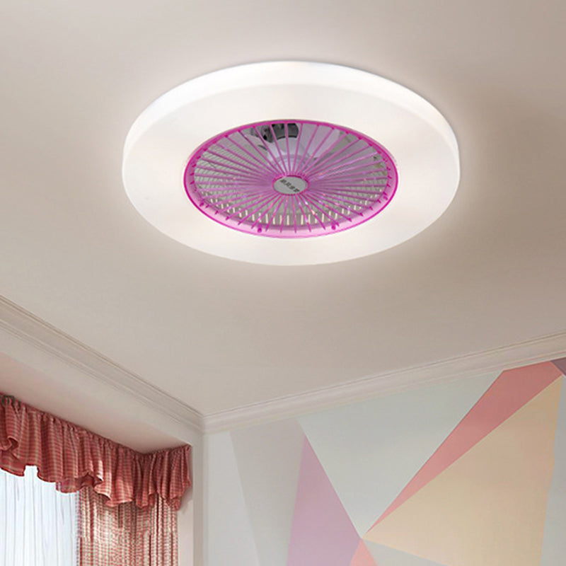 Macaron Round acrylique ventilateur de ventilateur LED LED SEMI FUSH FLUM MONT ÉCLAIR