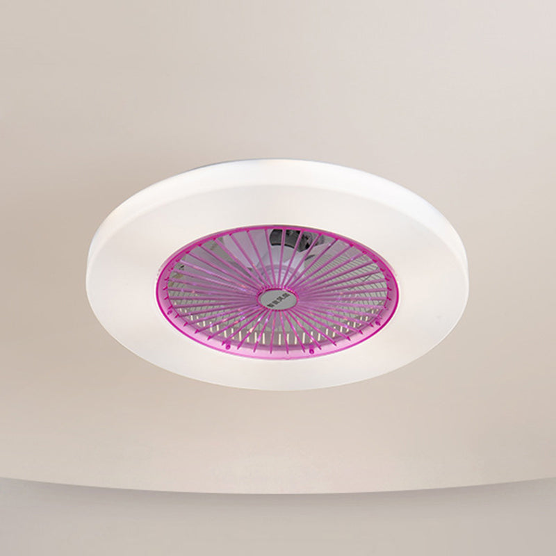 Macaron Round acrylique ventilateur de ventilateur LED LED SEMI FUSH FLUM MONT ÉCLAIR