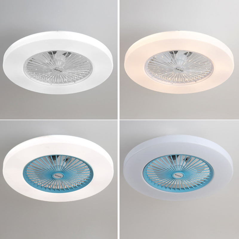 Macaron Round acrylique ventilateur de ventilateur LED LED SEMI FUSH FLUM MONT ÉCLAIR