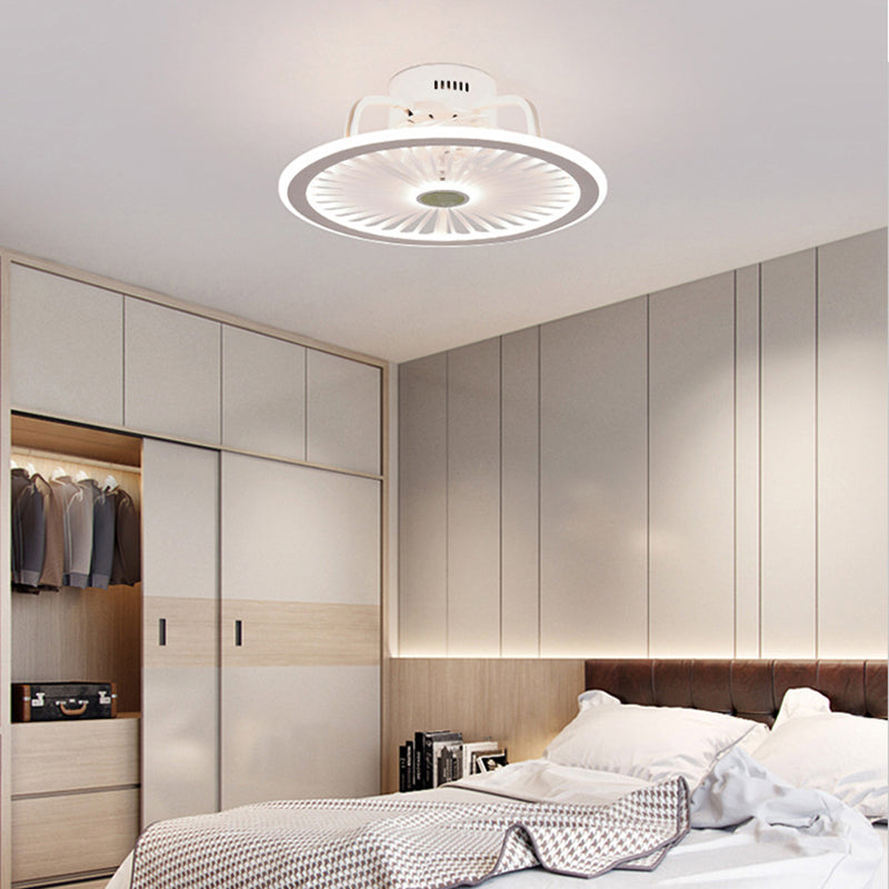 Acrylic White LED Ceiling Fans in Modern Concise Style Iron Circular Ceiling Fixture for Bedroom