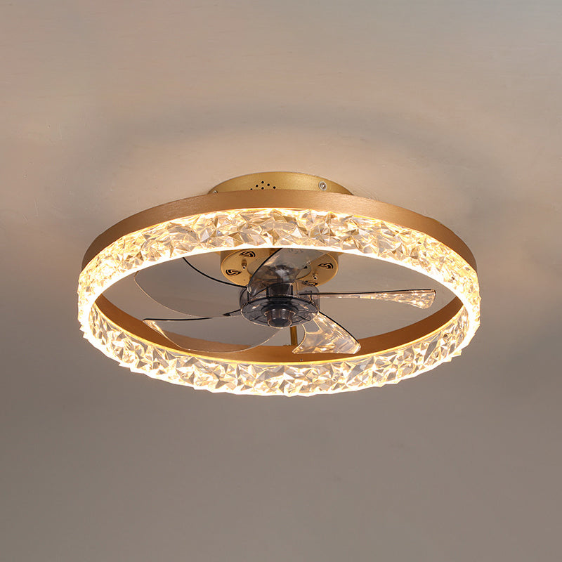 Modern Minimalist Circular LED Ceiling Fans Lacquered Iron Ceiling Fan Light with Acrylic Shade