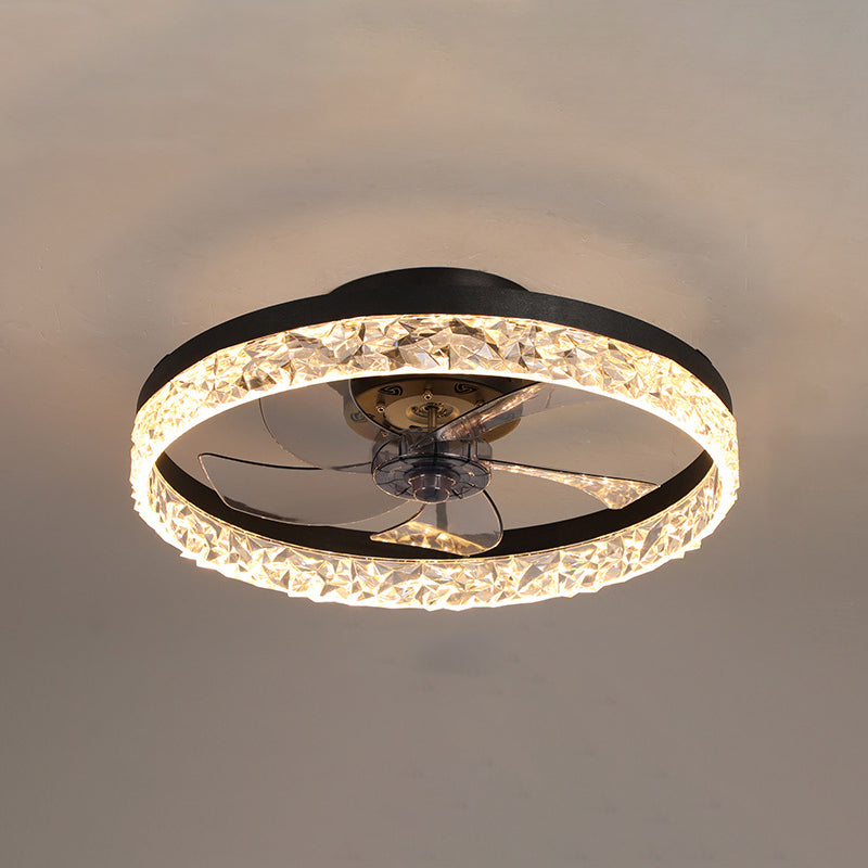 Modern Minimalist Circular LED Ceiling Fans Lacquered Iron Ceiling Fan Light with Acrylic Shade