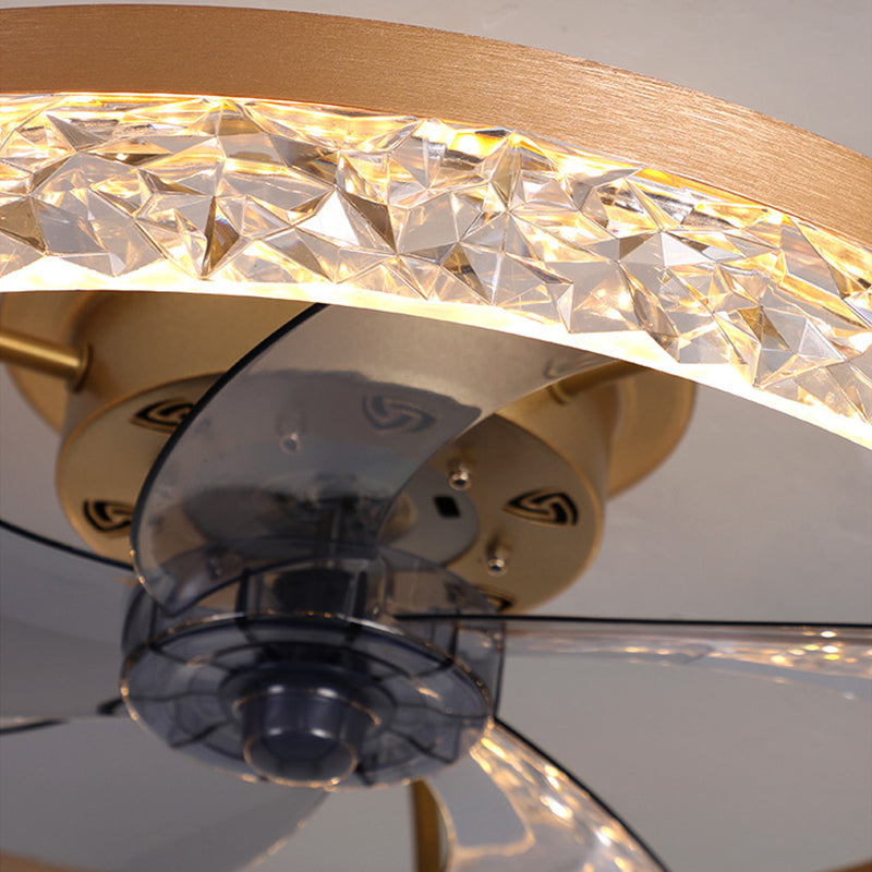 Modern Minimalist Circular LED Ceiling Fans Lacquered Iron Ceiling Fan Light with Acrylic Shade