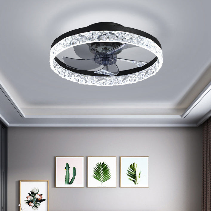 Modern Minimalist Circular LED Ceiling Fans Lacquered Iron Ceiling Fan Light with Acrylic Shade