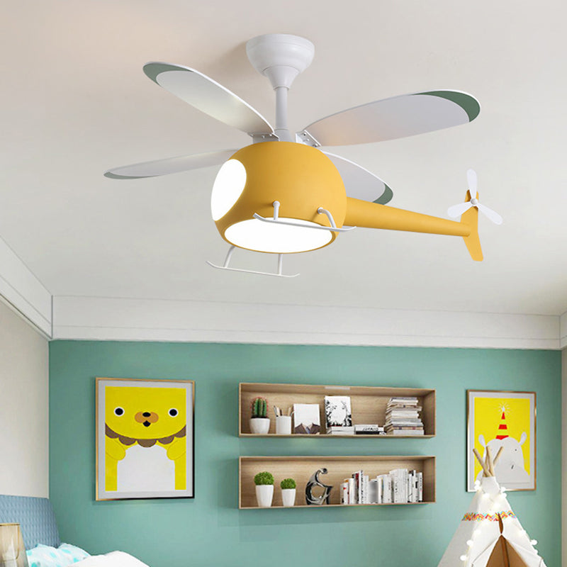 Kids Creative LED ventilateur léger avion en fer forgé lampe suspendue avec une teinte acrylique