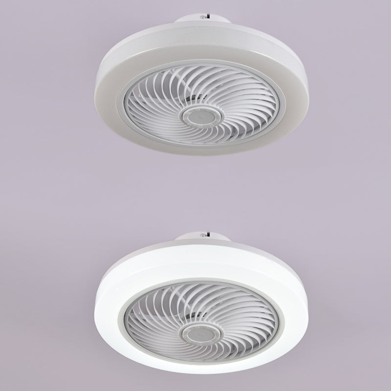 White Circular LED Ceiling Light in Modern Simplicity Wrought Iron Ceiling Fans with Acrylic Shade