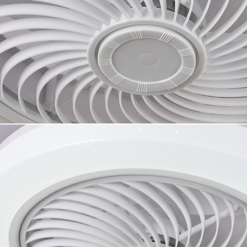 White Circular LED Ceiling Light in Modern Simplicity Wrought Iron Ceiling Fans with Acrylic Shade