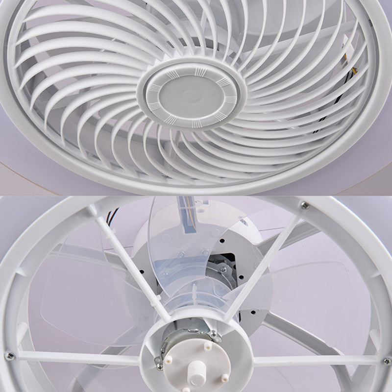 White Circular LED Ceiling Light in Modern Simplicity Wrought Iron Ceiling Fans with Acrylic Shade