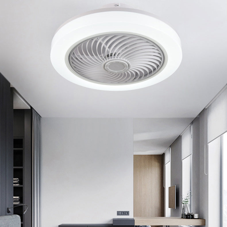 White Circular LED Ceiling Light in Modern Simplicity Wrought Iron Ceiling Fans with Acrylic Shade