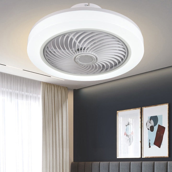 White Circular LED Ceiling Light in Modern Simplicity Wrought Iron Ceiling Fans with Acrylic Shade