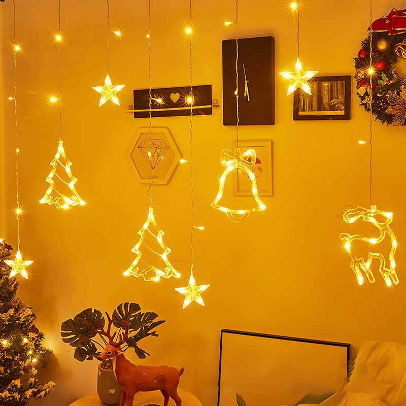 Modern Creative Rope Light Bells Copper Wire Curtain Light for Christmas Decorate