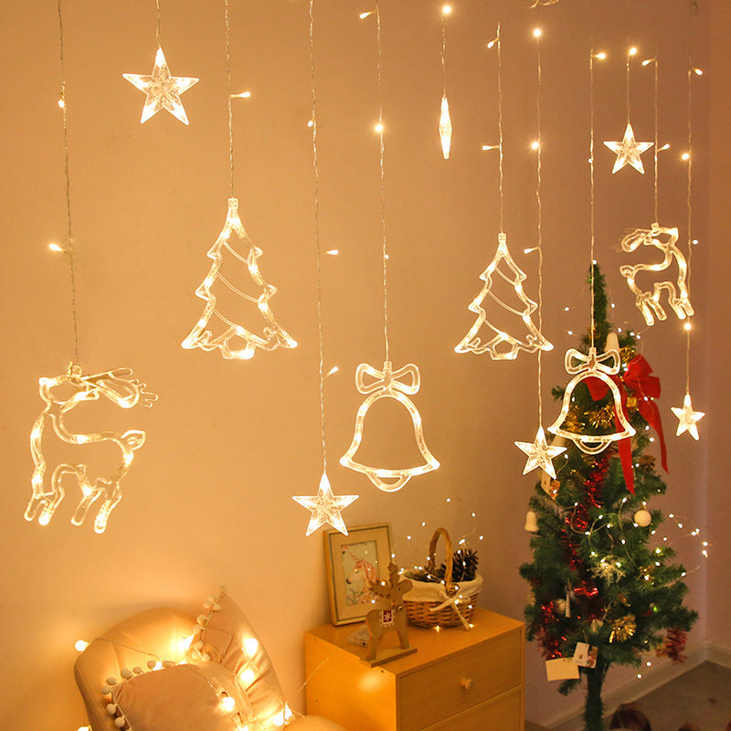 Modern Creative Rope Light Bells Copper Wire Curtain Light for Christmas Decorate