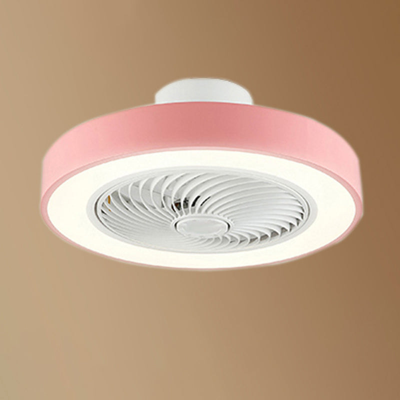 Acrylic Circular LED Ceiling Fans in Modern Style Iron Macaron Ceiling Fan Light for Interior Spaces