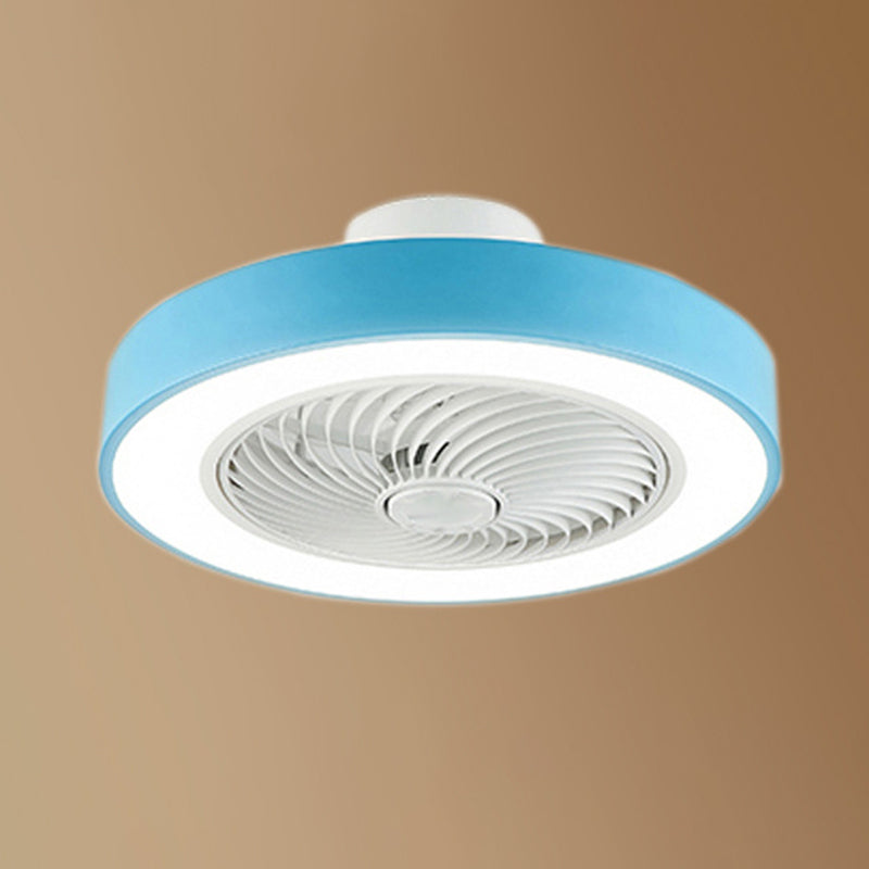 Acrylic Circular LED Ceiling Fans in Modern Style Iron Macaron Ceiling Fan Light for Interior Spaces