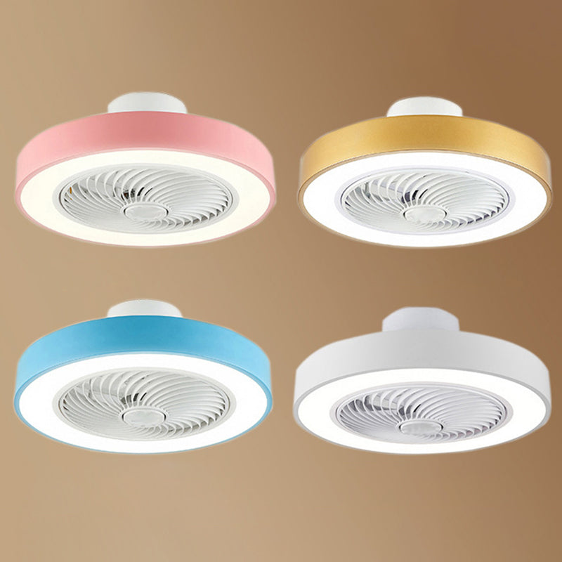 Acrylic Circular LED Ceiling Fans in Modern Style Iron Macaron Ceiling Fan Light for Interior Spaces