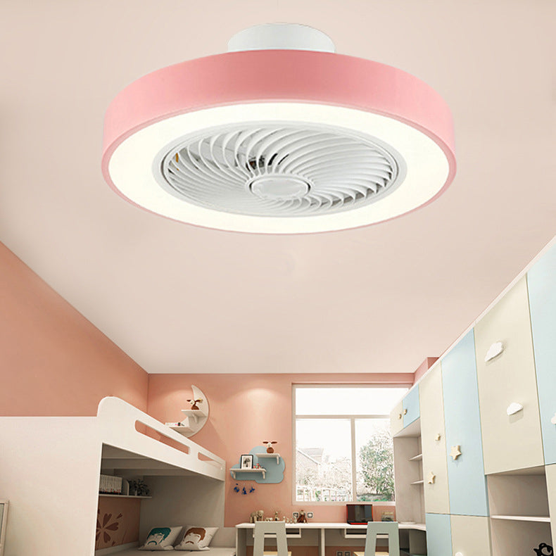 Acrylic Circular LED Ceiling Fans in Modern Style Iron Macaron Ceiling Fan Light for Interior Spaces