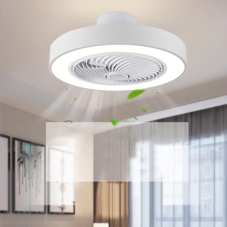 Acrylic Circular LED Ceiling Fans in Modern Style Iron Macaron Ceiling Fan Light for Interior Spaces