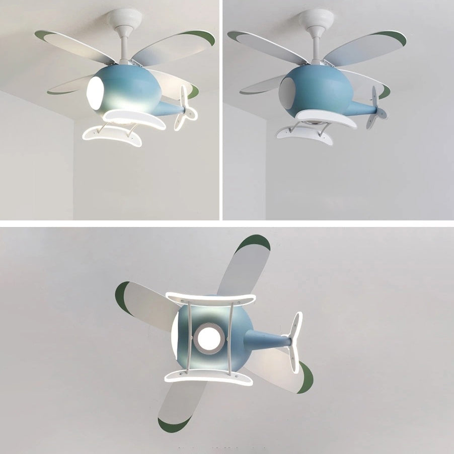 Kids Creative Airplane LED LED LIGHT LIGHT FAN LIGHT ANDAGGIO con ombra acrilica