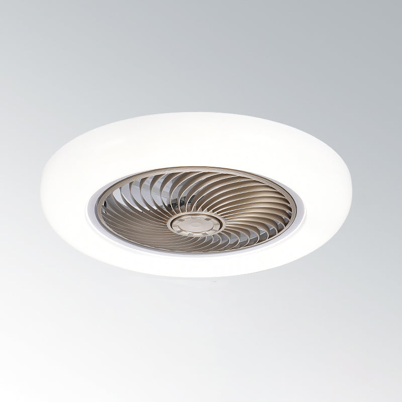 Ventiladores de techo LED blancos acrílicos en montura de lavado circular de hierro de estilo conciso moderno para dormitorio