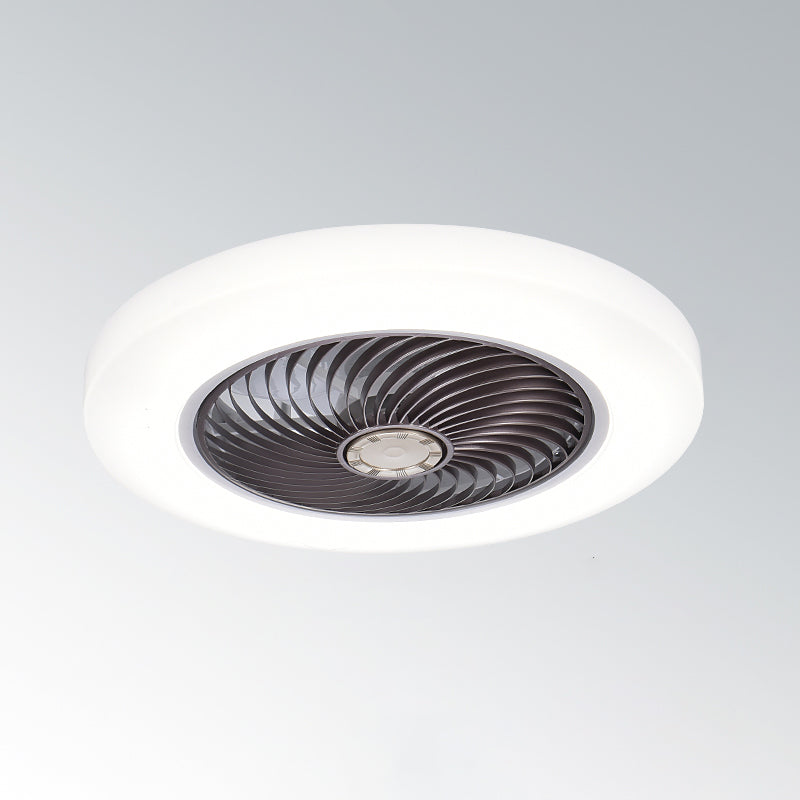 Ventiladores de techo LED blancos acrílicos en montura de lavado circular de hierro de estilo conciso moderno para dormitorio