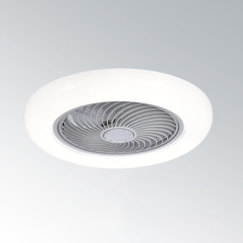 Ventiladores de techo LED blancos acrílicos en montura de lavado circular de hierro de estilo conciso moderno para dormitorio