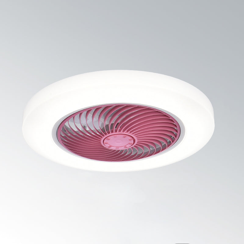 Ventiladores de techo LED blancos acrílicos en montura de lavado circular de hierro de estilo conciso moderno para dormitorio