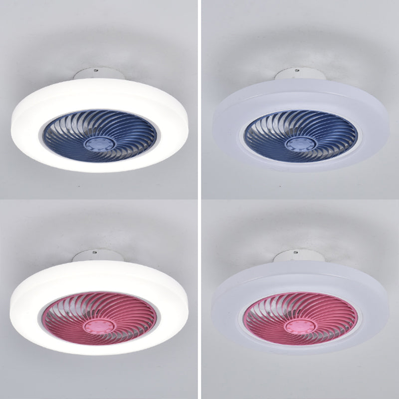 Ventiladores de techo LED blancos acrílicos en montura de lavado circular de hierro de estilo conciso moderno para dormitorio