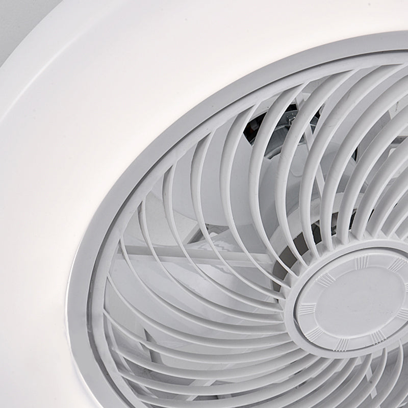 Ventiladores de techo LED blancos acrílicos en montura de lavado circular de hierro de estilo conciso moderno para dormitorio