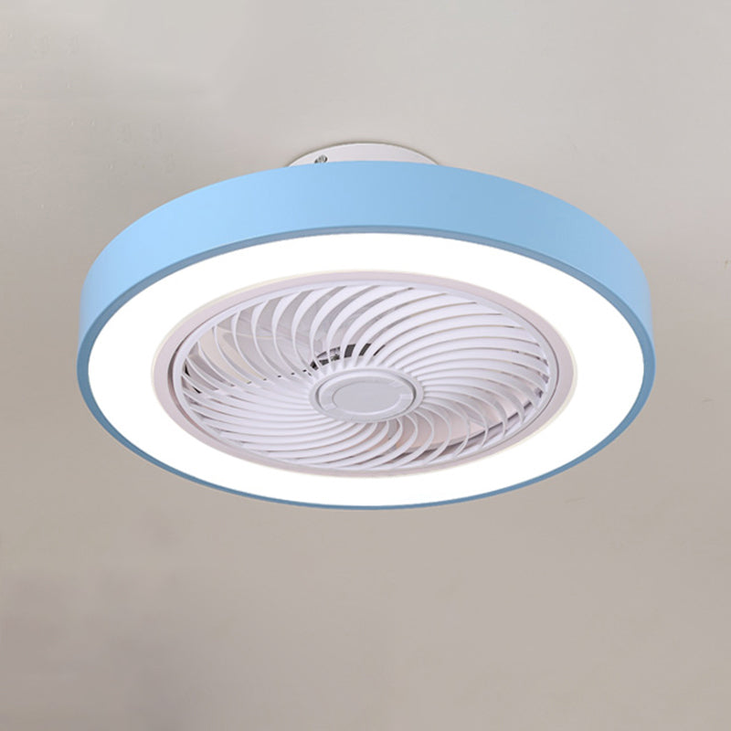 Luz de techo circular de hierro de ventilador de techo de led minimalista moderno con sombra acrílica