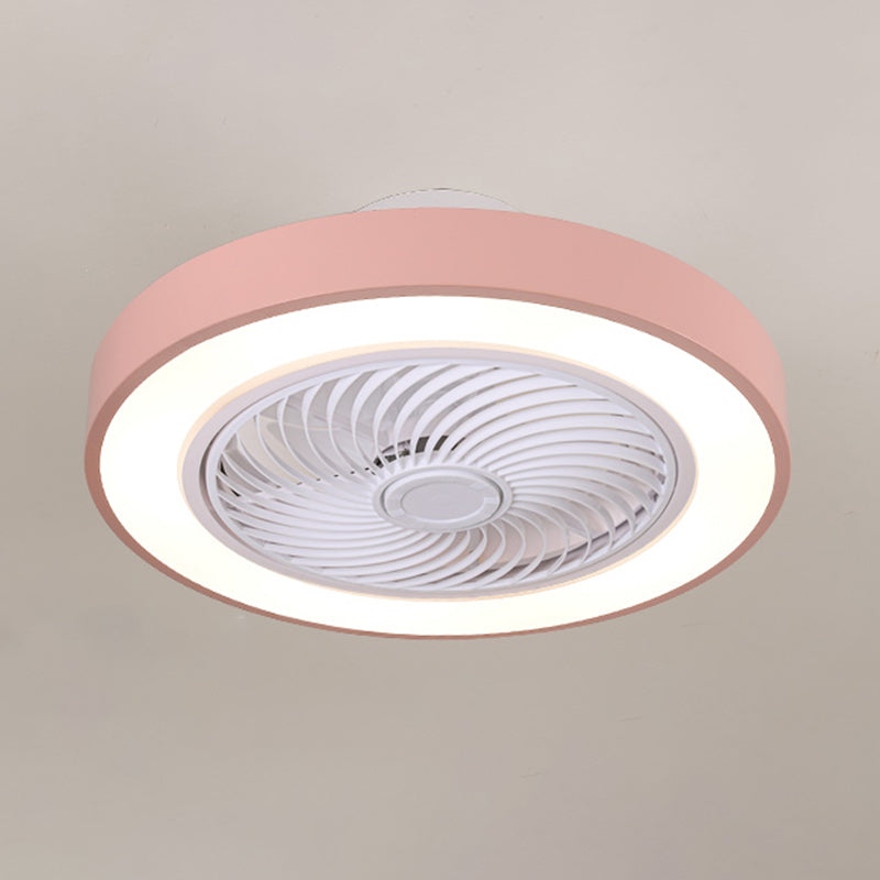 Luz de techo circular de hierro de ventilador de techo de led minimalista moderno con sombra acrílica