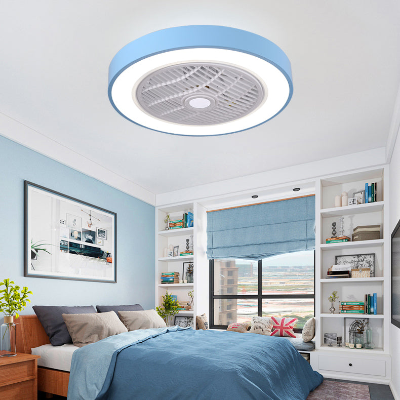 Moderno minimalista a led macaron ventola leggera luce circolare a soffitto circolare con ombra acrilica