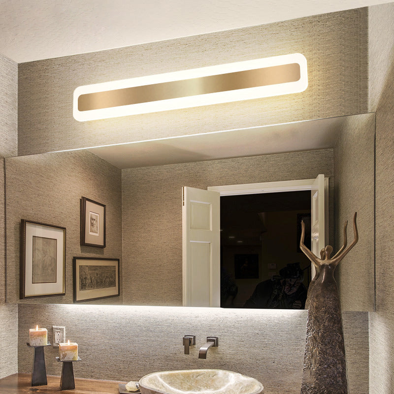 Modern Simple Style 1-Light Linear Shade Wall Sconce Mirror Wall Lighting in Gold