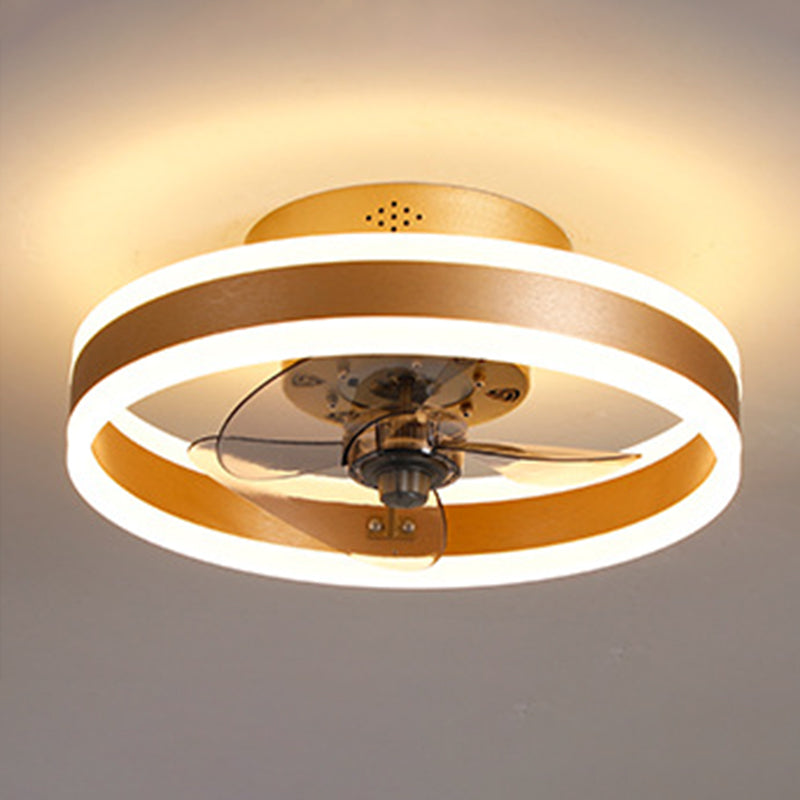 Acrylic Circular LED Flush Mount in Modern Concise Style Iron 2-Light Ceiling Fans for Bedroom