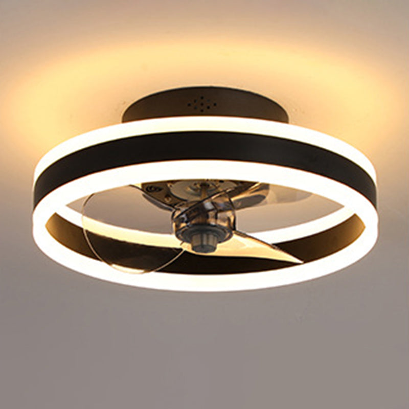 Acrylic Circular LED Flush Mount in Modern Concise Style Iron 2-Light Ceiling Fans for Bedroom