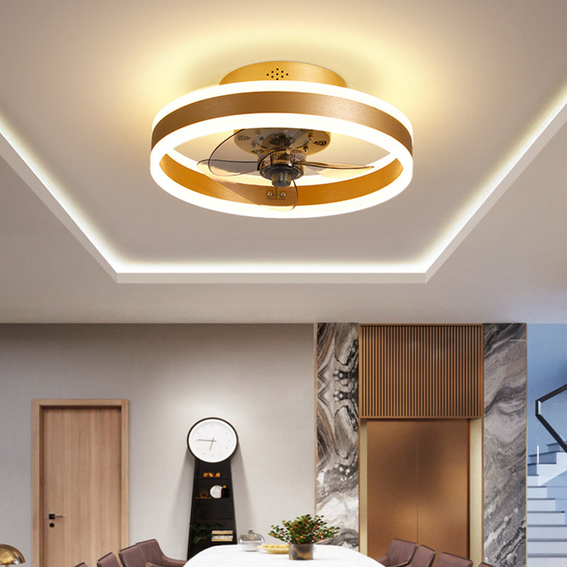 Acrylic Circular LED Flush Mount in Modern Concise Style Iron 2-Light Ceiling Fans for Bedroom