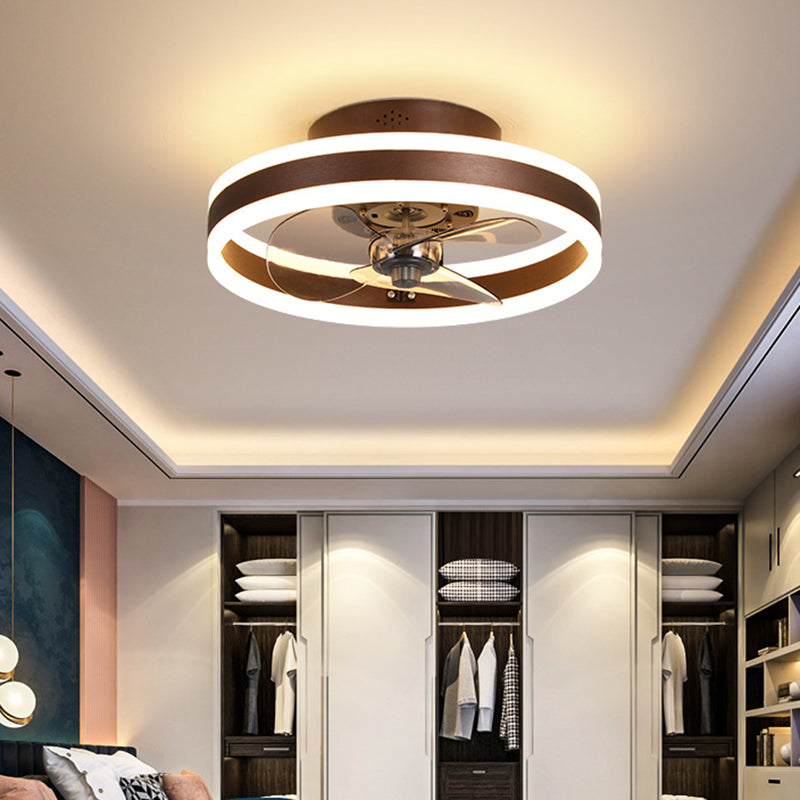 Acrylic Circular LED Flush Mount in Modern Concise Style Iron 2-Light Ceiling Fans for Bedroom