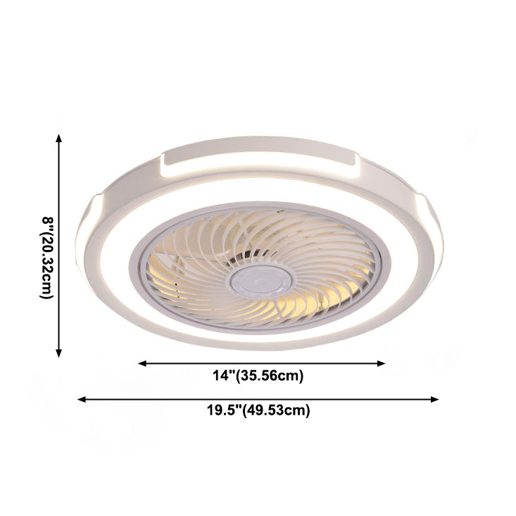 Montaje de ventilador LED circular de acrílico en ventiladores de techo de hierro forjado de estilo creativo moderno para dormitorio