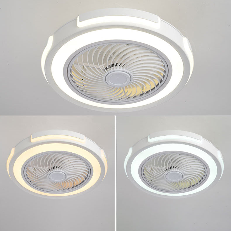 Montaje de ventilador LED circular de acrílico en ventiladores de techo de hierro forjado de estilo creativo moderno para dormitorio